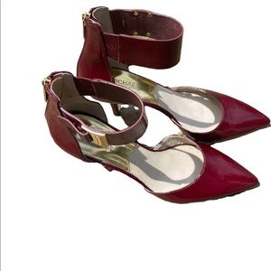 MICHAEL Michael Kors Red Giuliana Mid Ankle Strap Pumps Size 11M